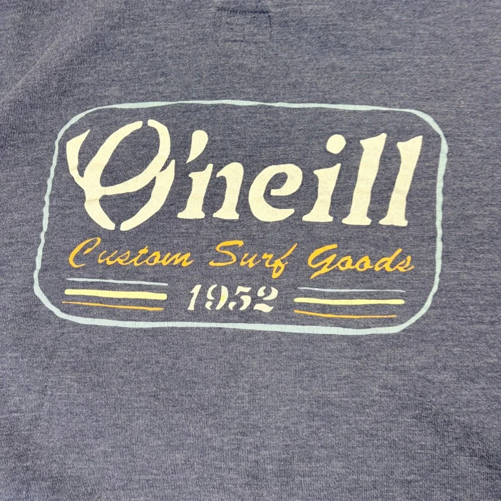 O'Neill Mens XL Blue Heather Custom Surf Goods 1952 Graphic Pullover Hoodie